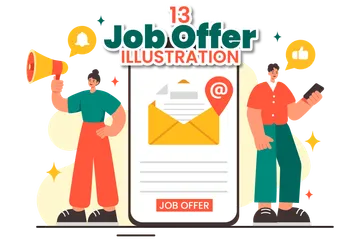 Offre d'emploi d'homme d'affaires Pack d'Illustrations