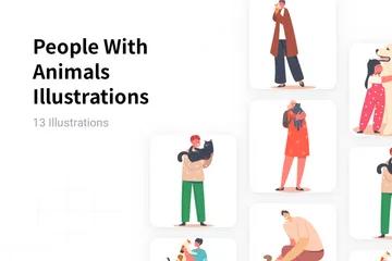 People With Animals Illustration Pack