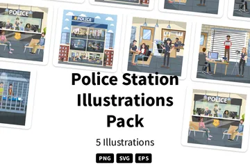 Police Station Illustration Pack