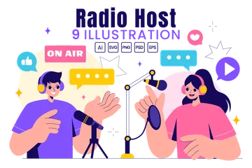 Radio Host Illustration Pack