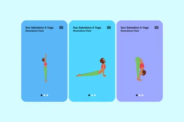 Salutation au soleil et yoga Pack d'Illustrations