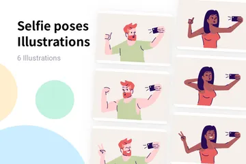 Selfie Poses Illustration Pack