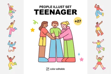 Teenager Character Set Illustration Pack