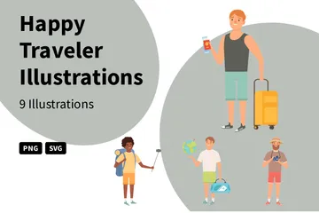 Heureux voyageur Pack d'Illustrations