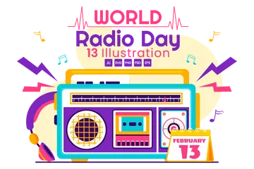 World Radio Day Illustration Pack