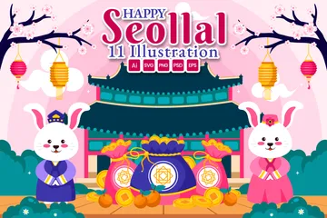 Year Of The Rabbit Seollal Illustration Pack