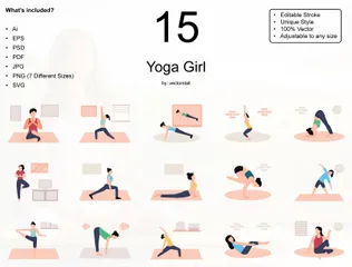 Fille de yoga Pack d'Illustrations