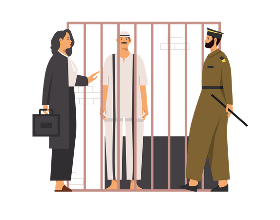 Free Criminal talking to lawyer about bail along with police  イラスト