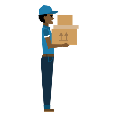 Free Delivery person holding packages  일러스트레이션