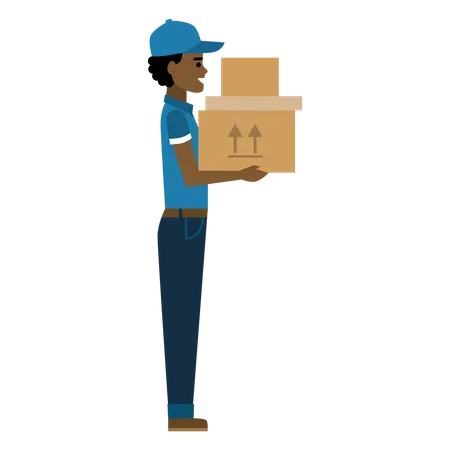 Free Delivery person holding packages  일러스트레이션