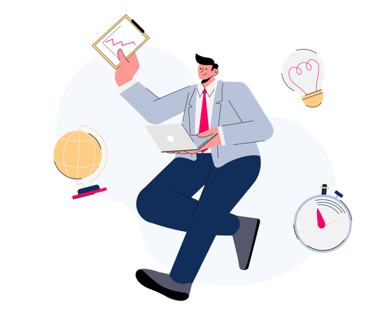 Free Entrepreneur managing a business  Illustration