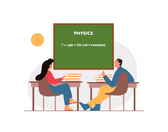 Free Étudiants étudiant la physique en classe  Illustration