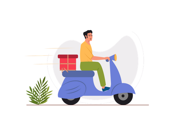 Free Livreur mâle équitation scooter  Illustration