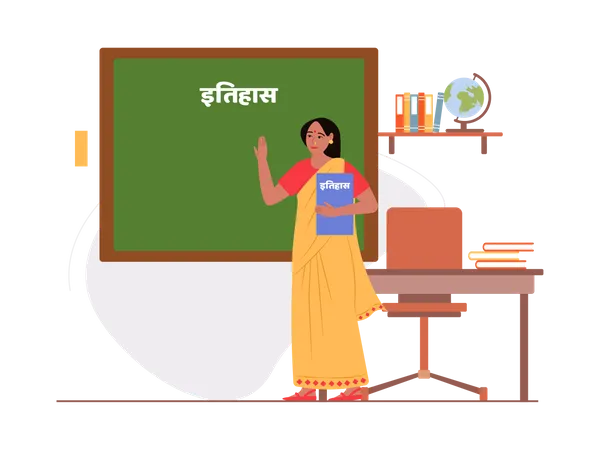 Free Lady teacher teaching in class  Illustration