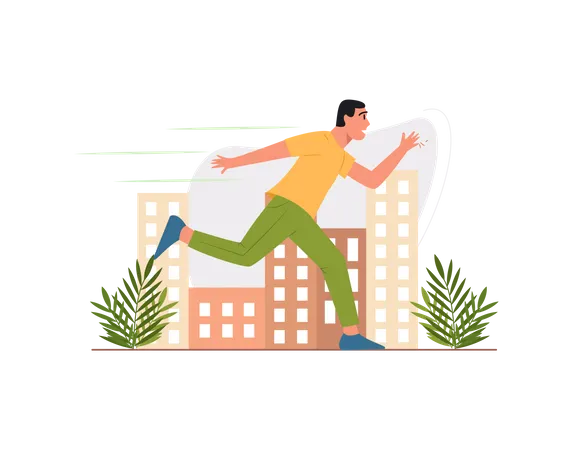 Free Man running in hurry  Illustration