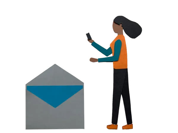 Free Mujer revisando el correo electrónico recibido en el teléfono  Ilustración