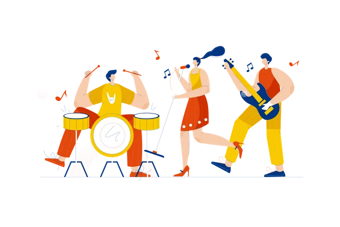 Free Musical Band performing  イラスト