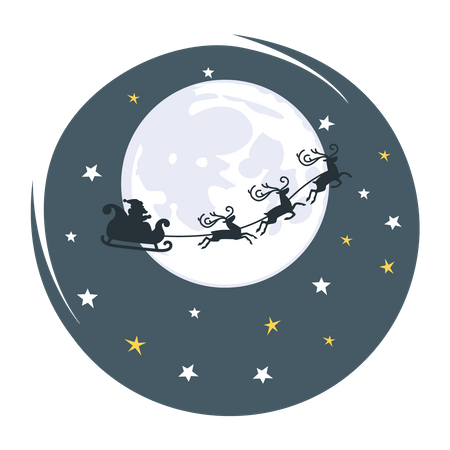 Free Santa flying in sky during Christmas night  イラスト