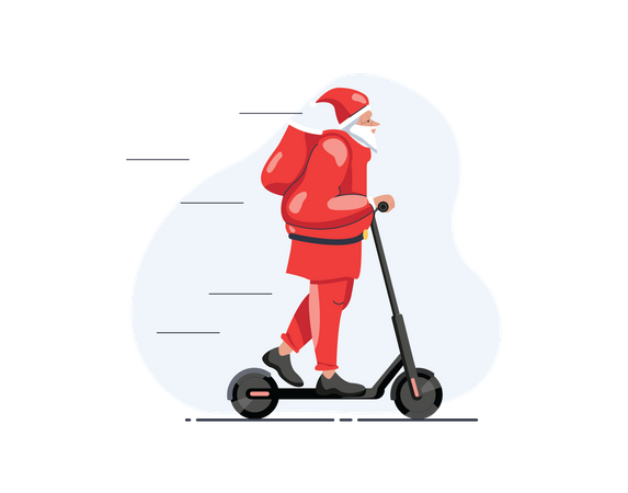 Free Santa riding scooter  イラスト