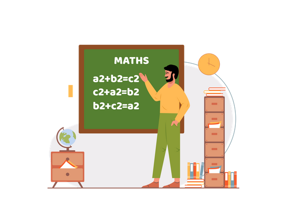 Free Senhor ensinando matemática na classe  Ilustração