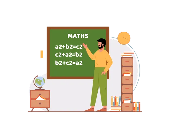 Free Senhor ensinando matemática na classe  Ilustração