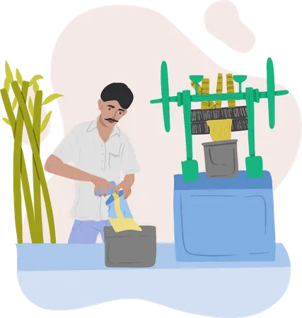 Free Sugarcane Juice Seller  Illustration