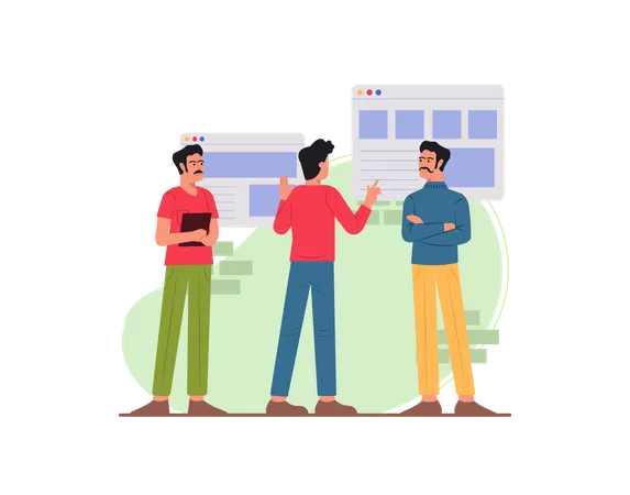 Free Team discussing on website development  Illustration