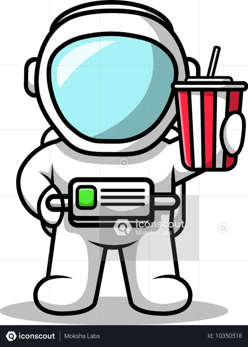 Astronauta sosteniendo refresco  Ilustración