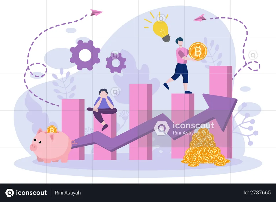 Croissance des investissements en bitcoins  Illustration