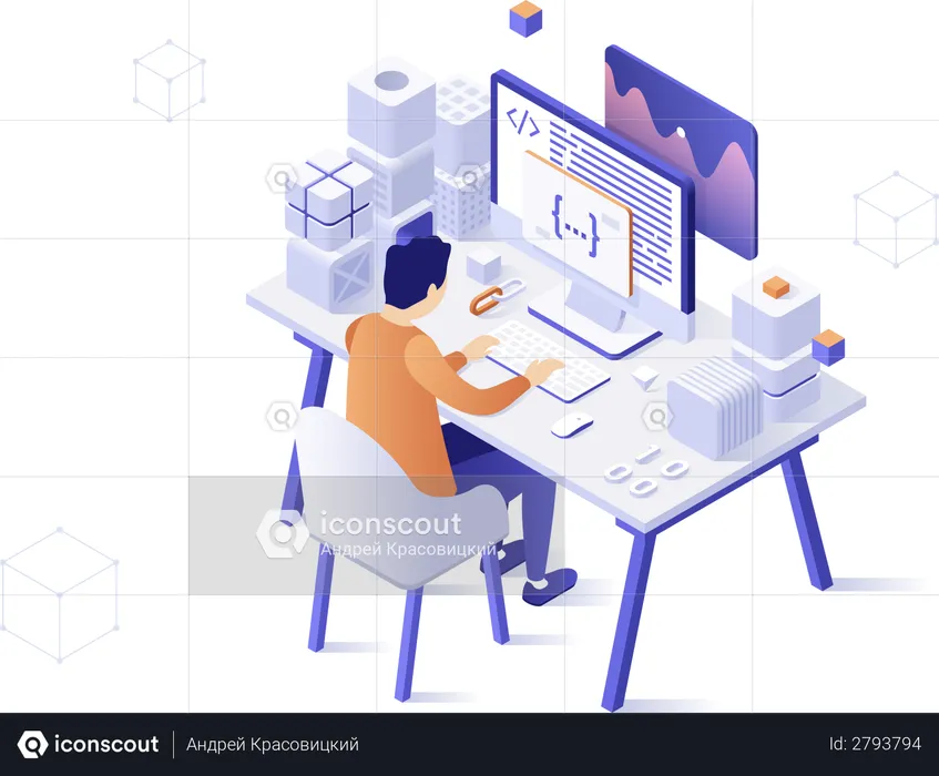 Blockchain and cryptocurrency mining software development  Illustration