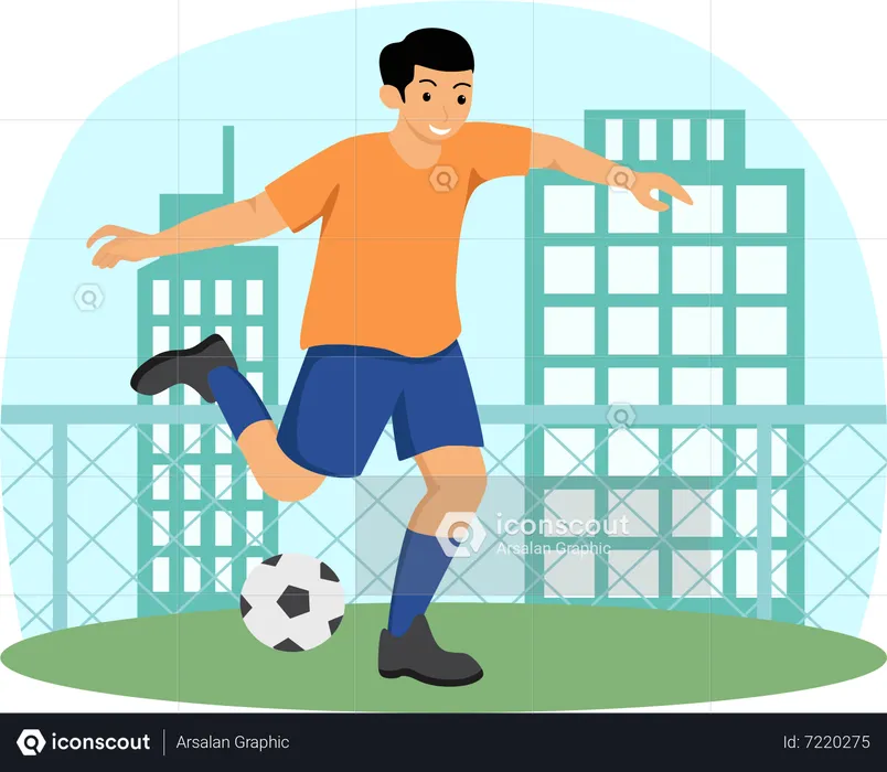 Boy Playing Soccer  Illustration