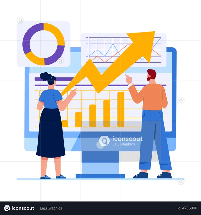 Business team doing online analysis  Illustration