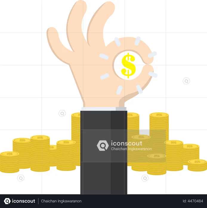 Businessman hand with ok sign  Illustration