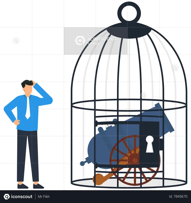 Canon à l'intérieur de la cage  Illustration