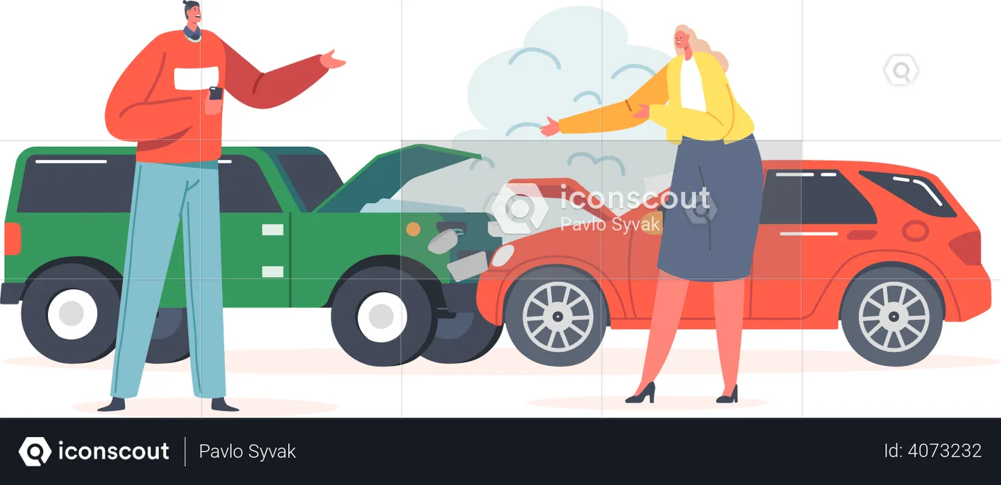 Car Accident on Road  Illustration