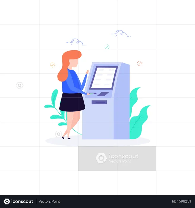 Cash Withdrawal via bank atm machine  Illustration