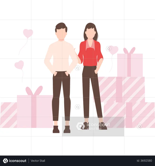 Couple celebrating valentine day  Illustration