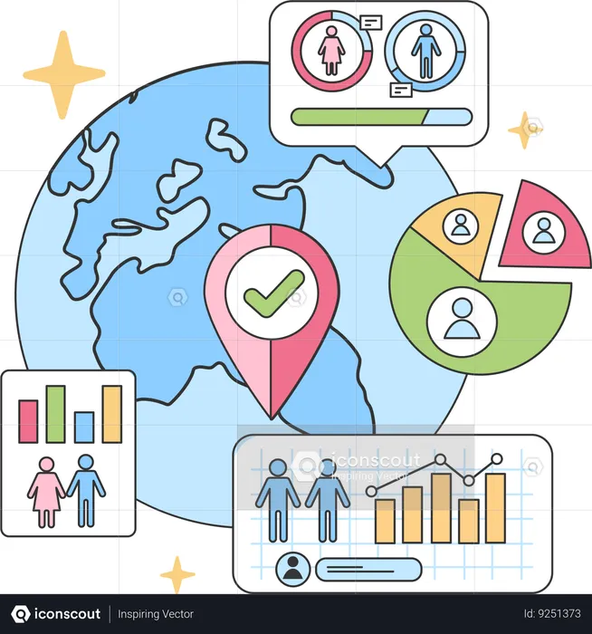 Etude de clients dans le monde  Illustration