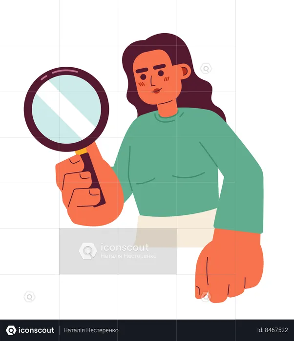 Female detective magnifying glass  Illustration