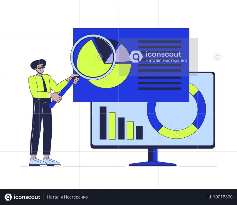 Female doing data analysis  Illustration