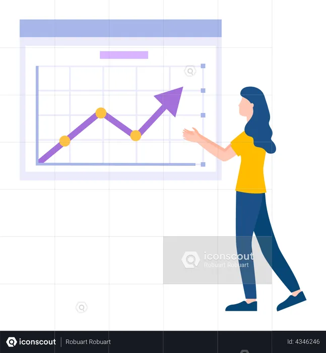 Female employees work with data analysis  Illustration