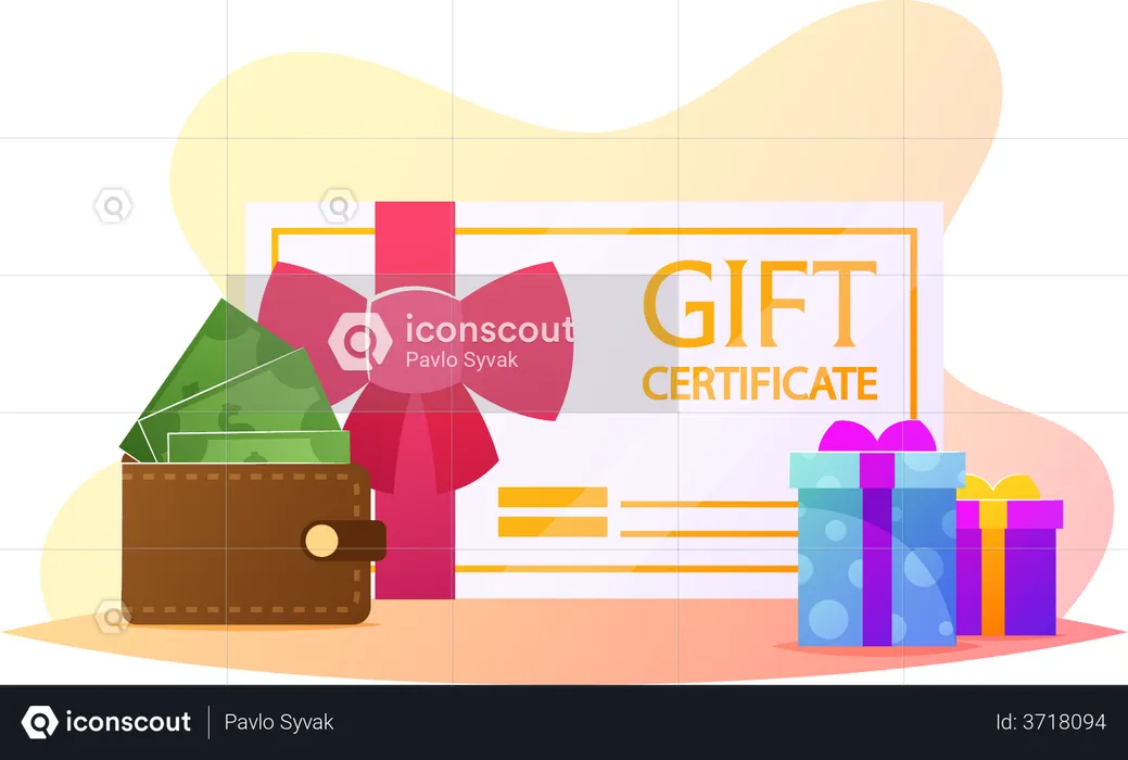 Gift Certificate with Wallet  Illustration