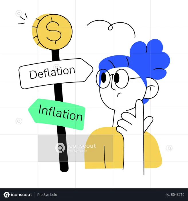 Girl confused between deflation and inflation  Illustration