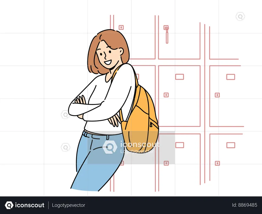 Girl have kept her confidential materials in student's locker room  Illustration