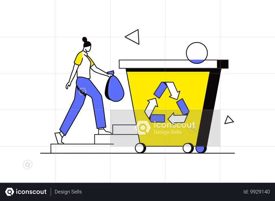 Girl sorting garbage  Illustration