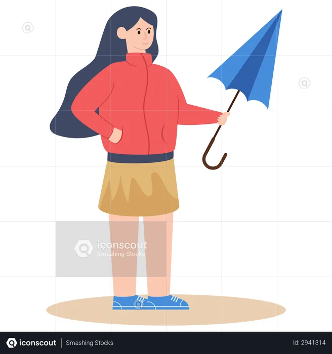 Girl with umbrella  Illustration