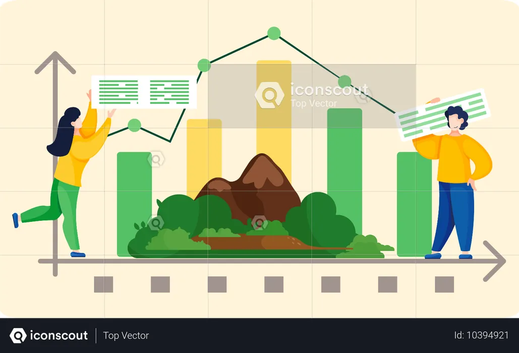 Gráfico de mudança climática  Ilustração