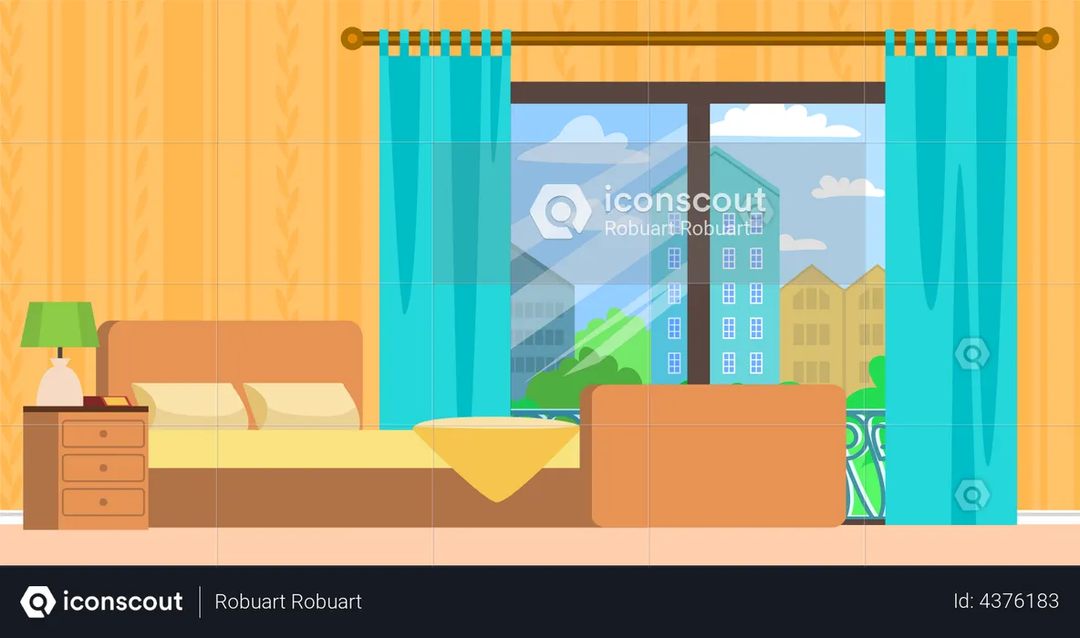 Hotel bedroom  Illustration