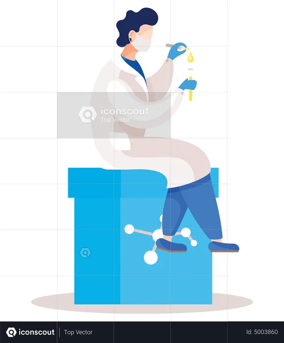 Male scientist doing experiment  Illustration