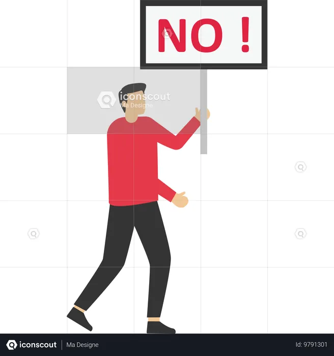 Man communicating to stop or refuse  Illustration